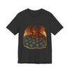 Dragon Hoard T-Shirt — Red Dragon Sitting on Treasure Chest Graphic Tee